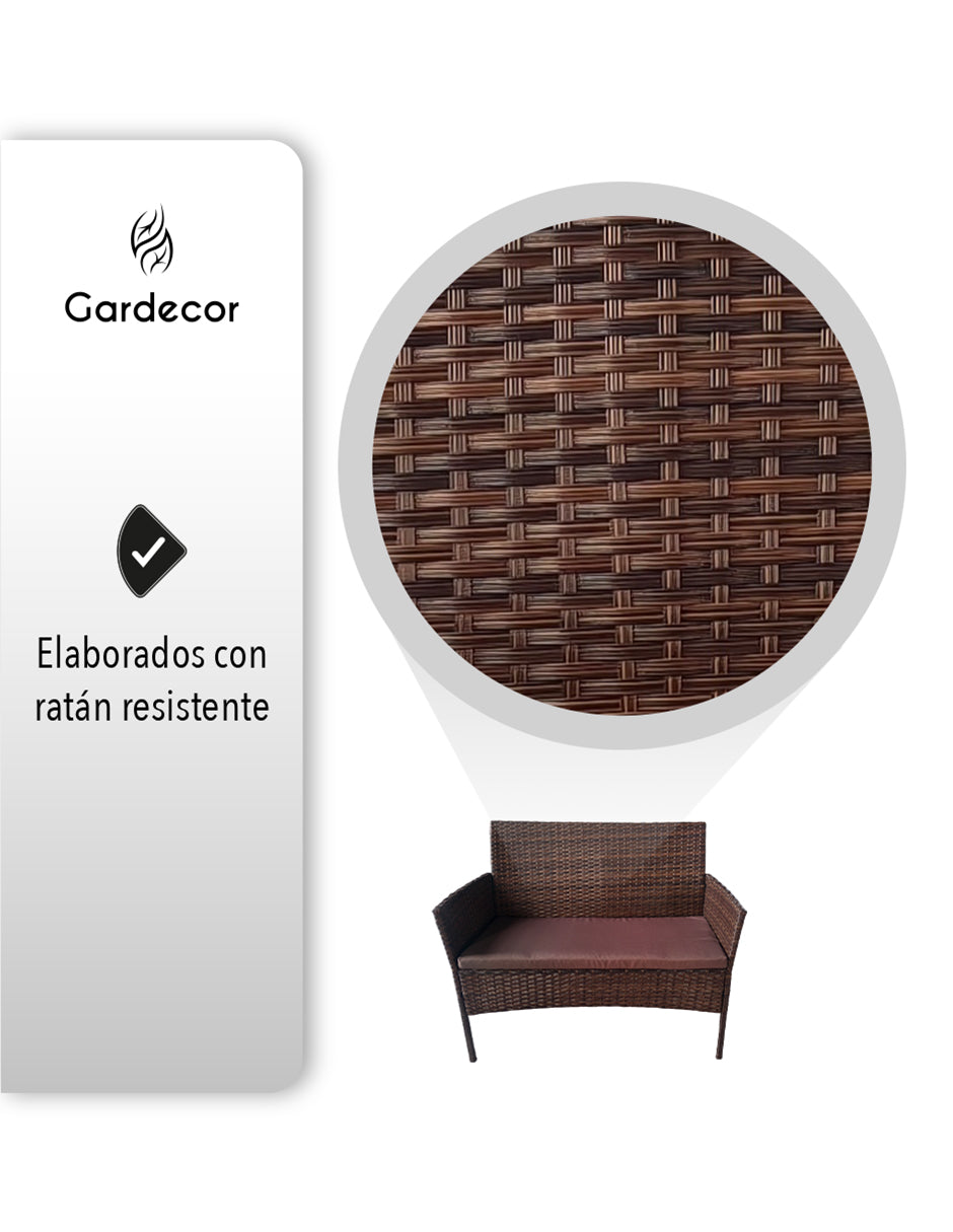 Sala De Jardin Estilo Mimbre Color Marron Con Cojines