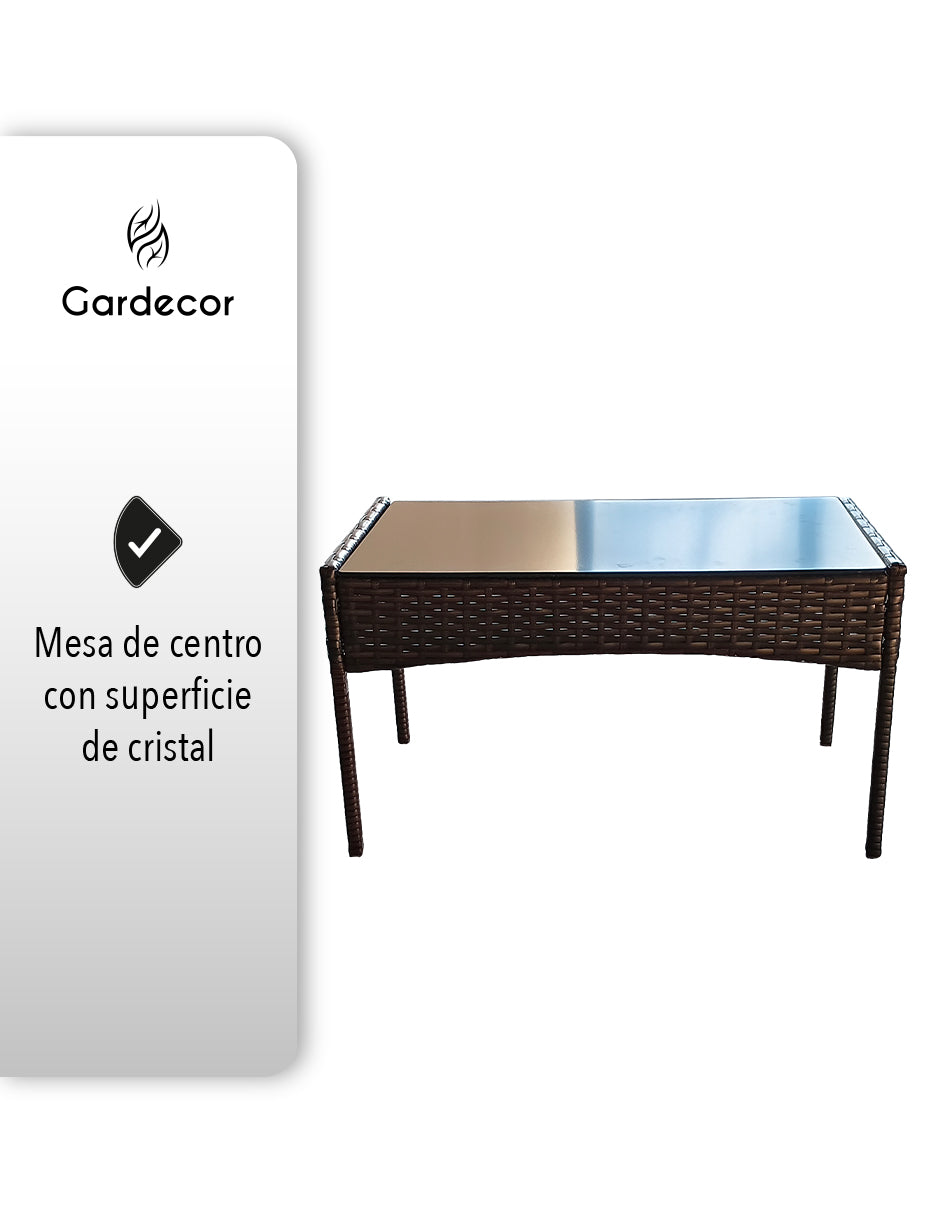 Sala De Jardin Estilo Mimbre Color Marron Con Cojines