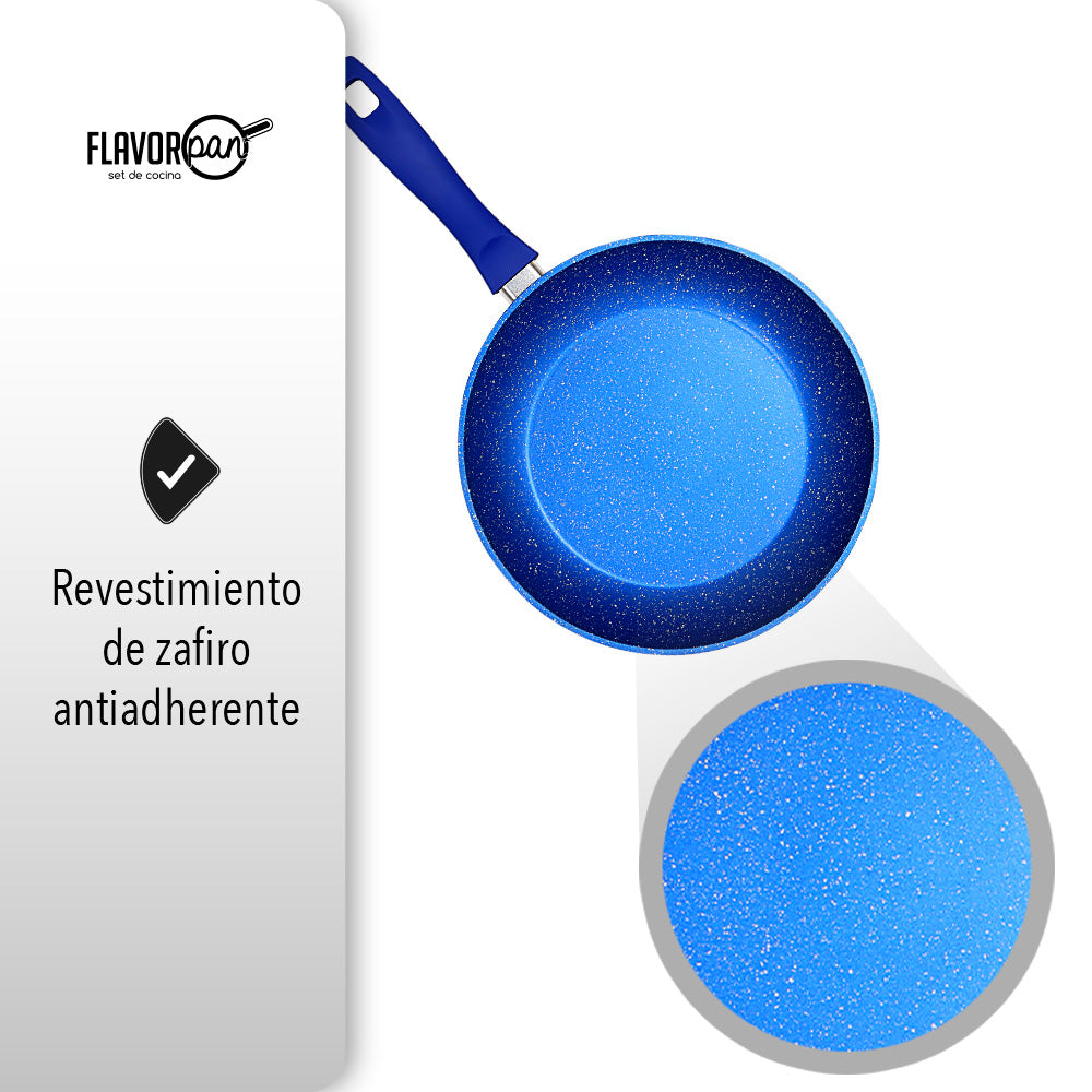 JUEGO DE 3 SARTENES CON RECUBRIMIENTO DE ZAFIRO 20, 24, 28 CM