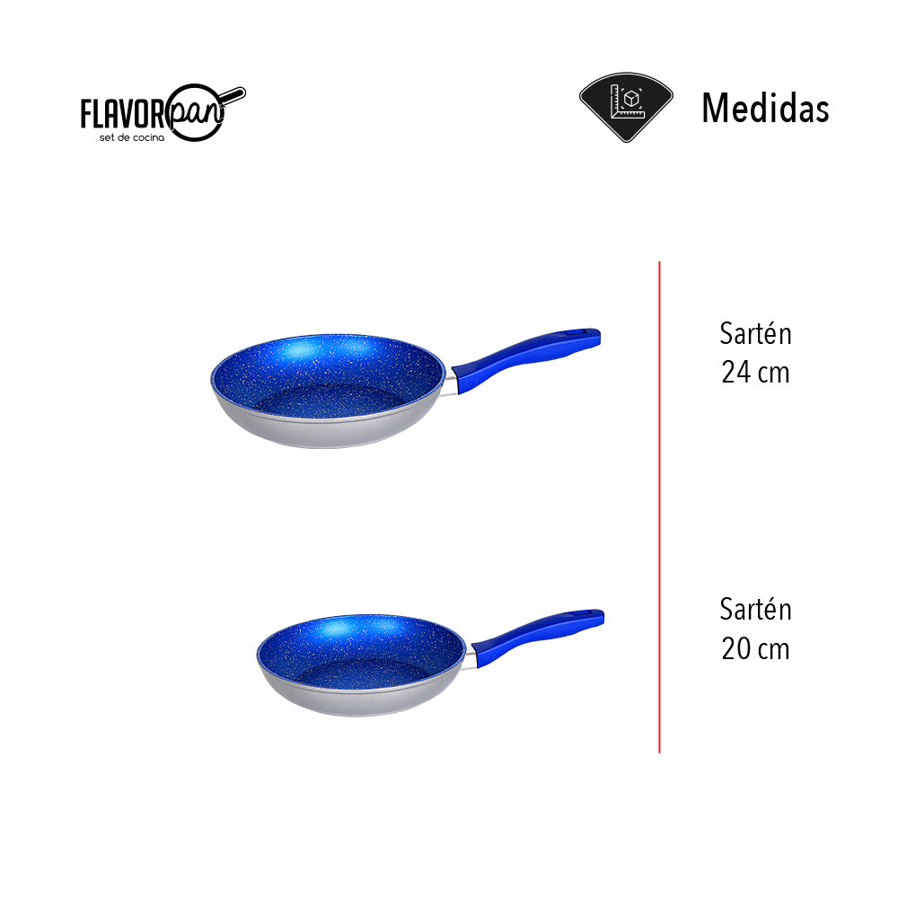 JUEGO DE 2 SARTENES CON RECUBRIMIENTO DE ZAFIRO 20, 24 CM