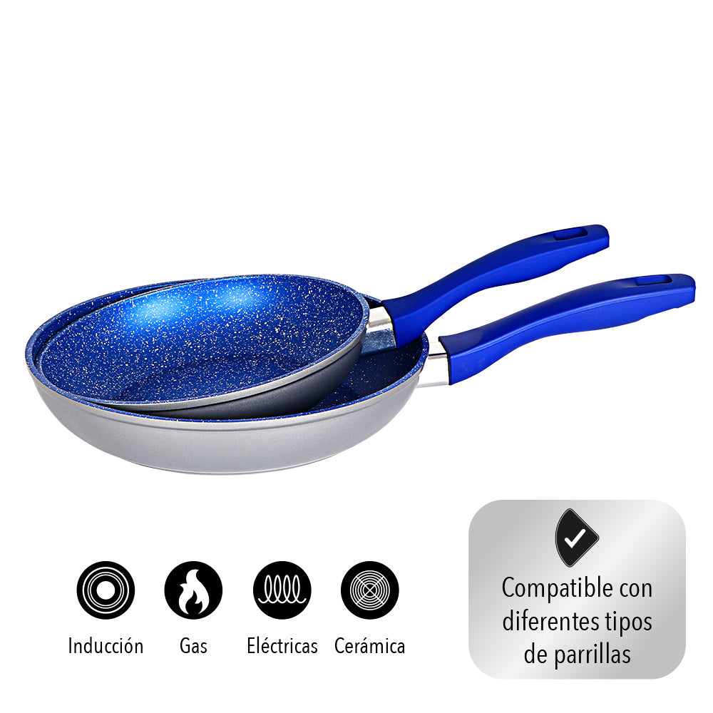 JUEGO DE 2 SARTENES CON RECUBRIMIENTO DE ZAFIRO 20, 24 CM