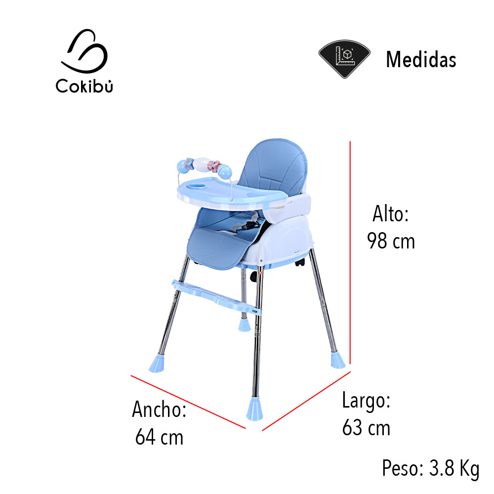 SILLA DE BEBÉ PARA COMER 3 EN 1 COLOR AZUL (SALDOS)