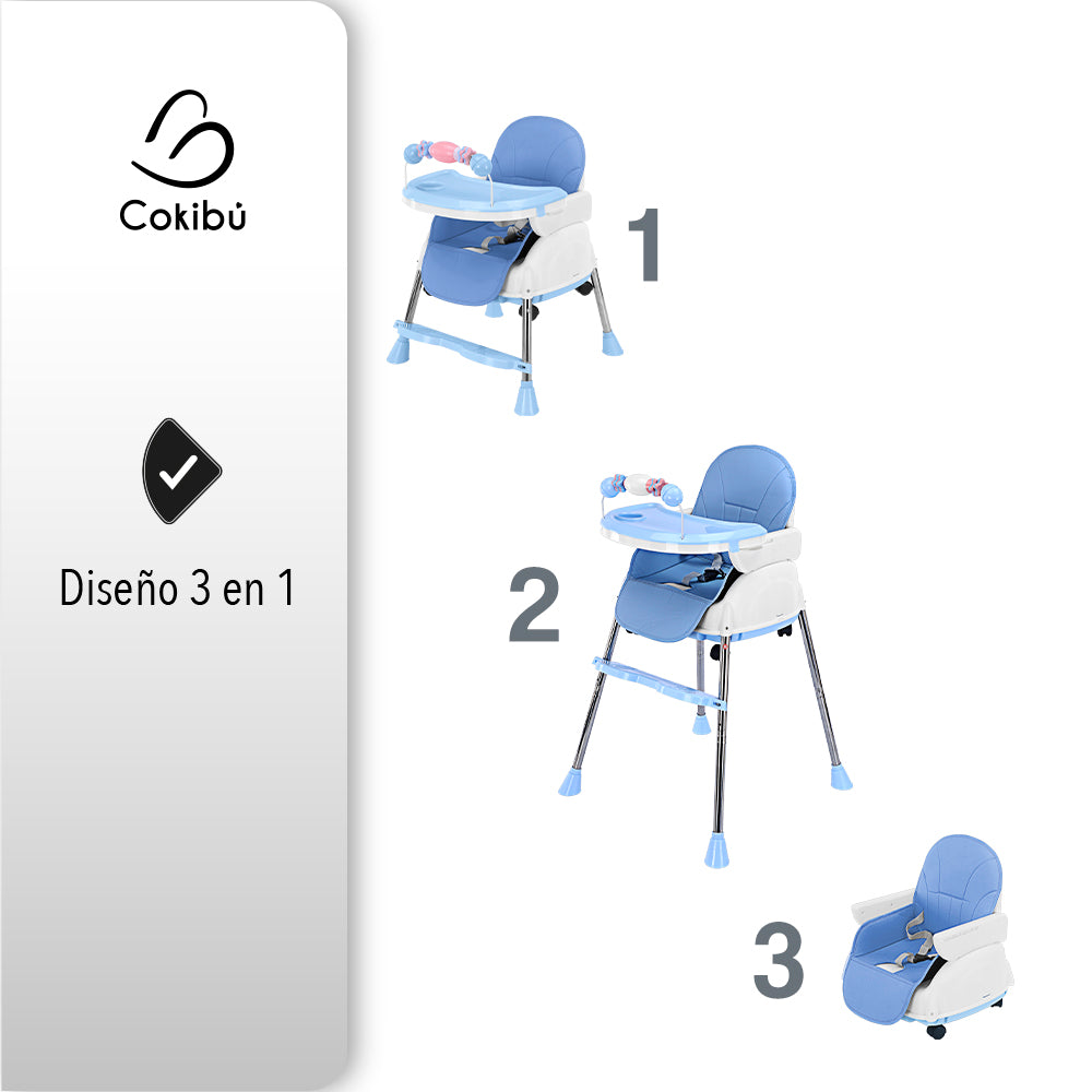 SILLA DE BEBÉ PARA COMER 3 EN 1 COLOR AZUL (SALDOS)