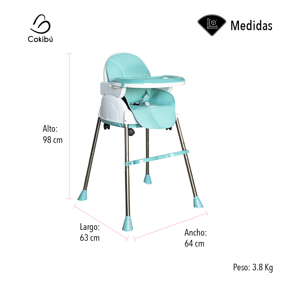 SILLA DE BEBÉ PARA COMER 3 EN 1 COLOR MENTA