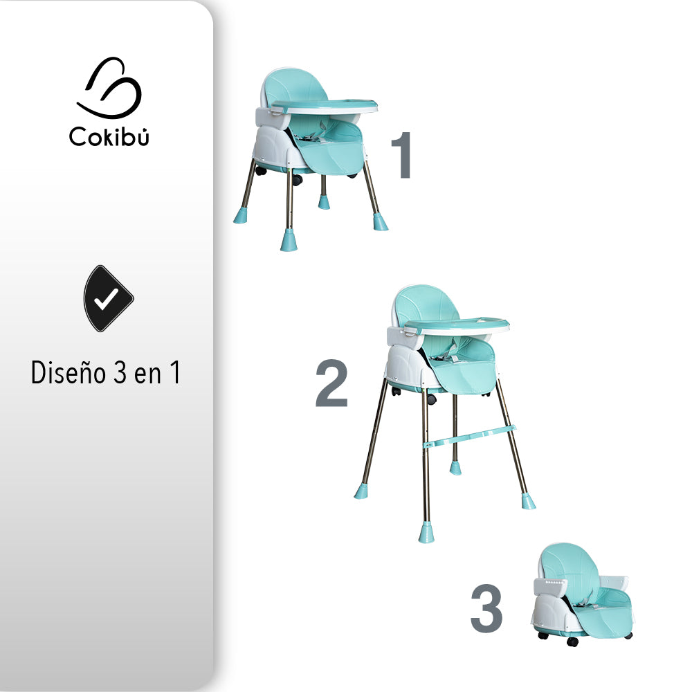 SILLA DE BEBÉ PARA COMER 3 EN 1 COLOR MENTA