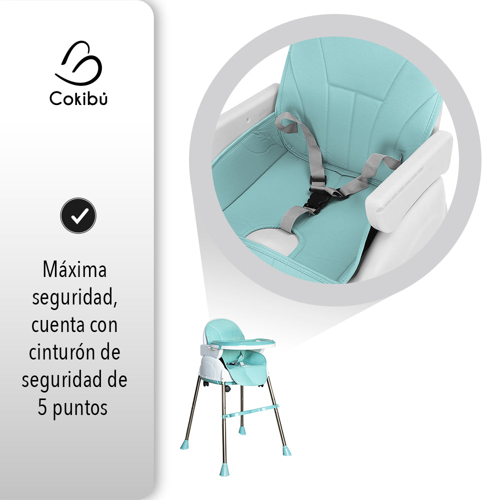 SILLA DE BEBÉ PARA COMER 3 EN 1 COLOR MENTA