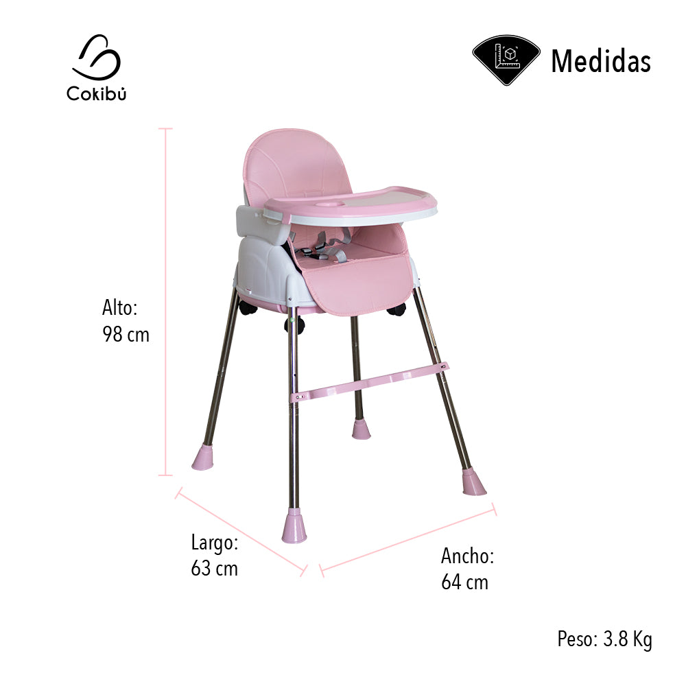 SILLA DE BEBÉ PARA COMER 3 EN 1 COLOR ROSA (SALDOS)