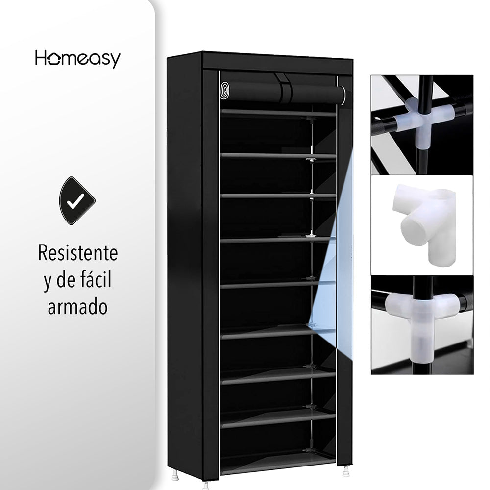 ZAPATERA CLOSET DE 9 NIVELES PARA 27 PARES COLOR NEGRO