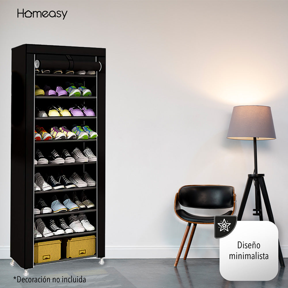 ZAPATERA CLOSET DE 9 NIVELES PARA 27 PARES COLOR NEGRO