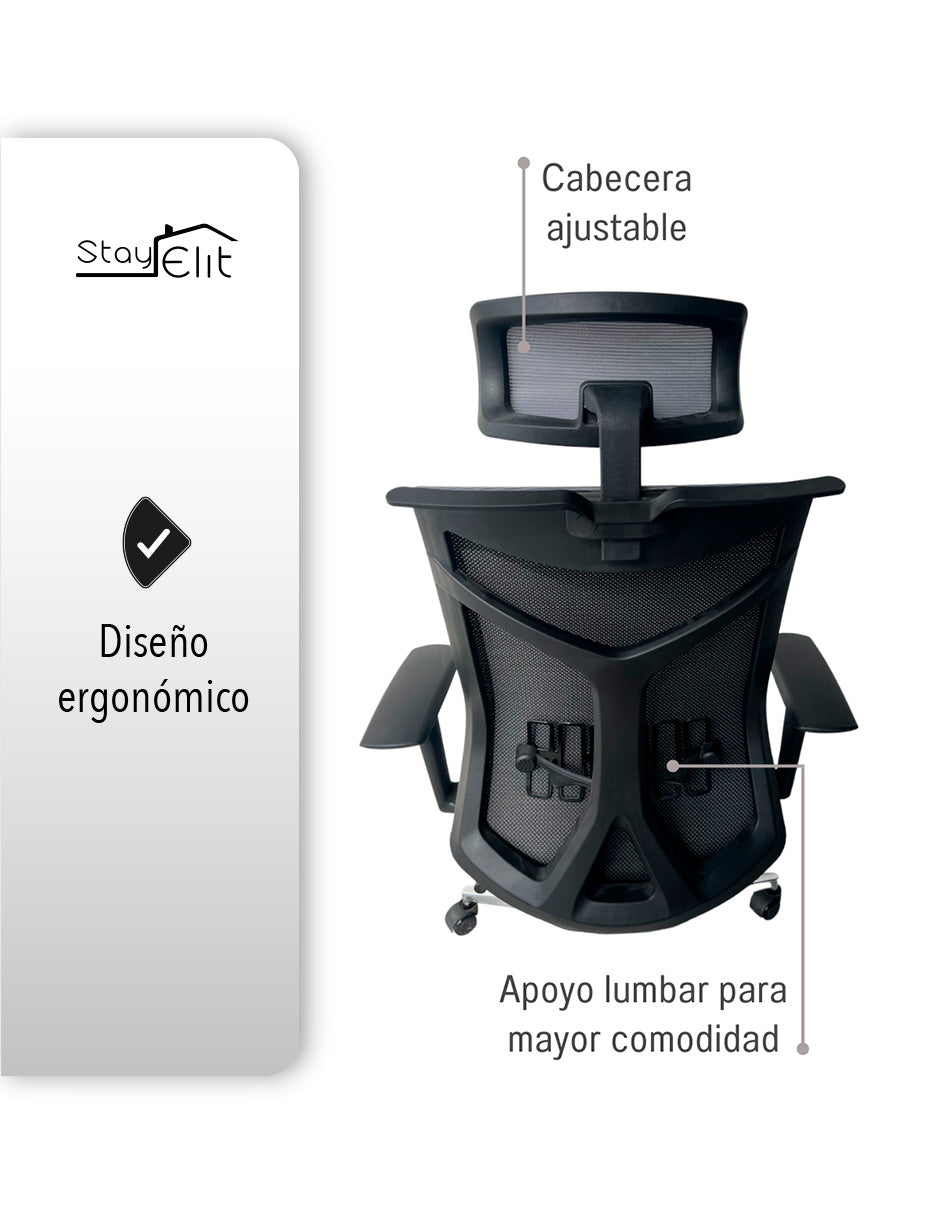 SILLA ERGONÓMICA DE OFICINA PREMIUN COLOR GRIS