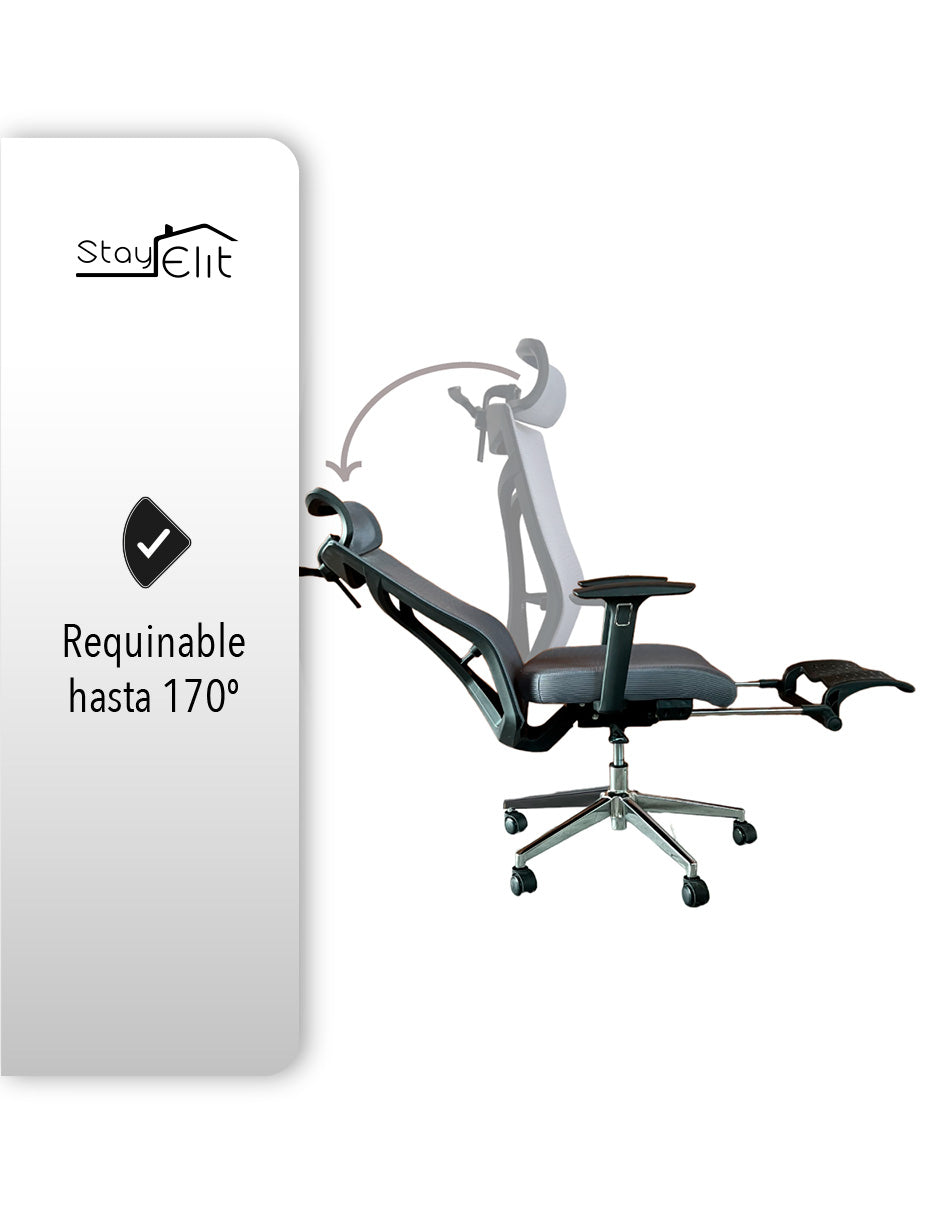 SILLA ERGONÓMICA DE OFICINA PREMIUN COLOR GRIS