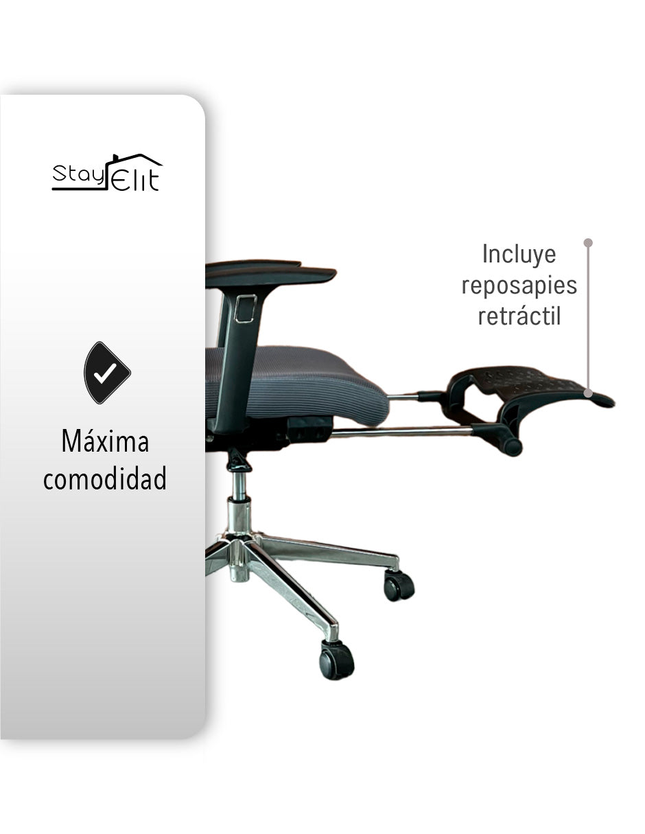 SILLA ERGONÓMICA DE OFICINA PREMIUN COLOR GRIS