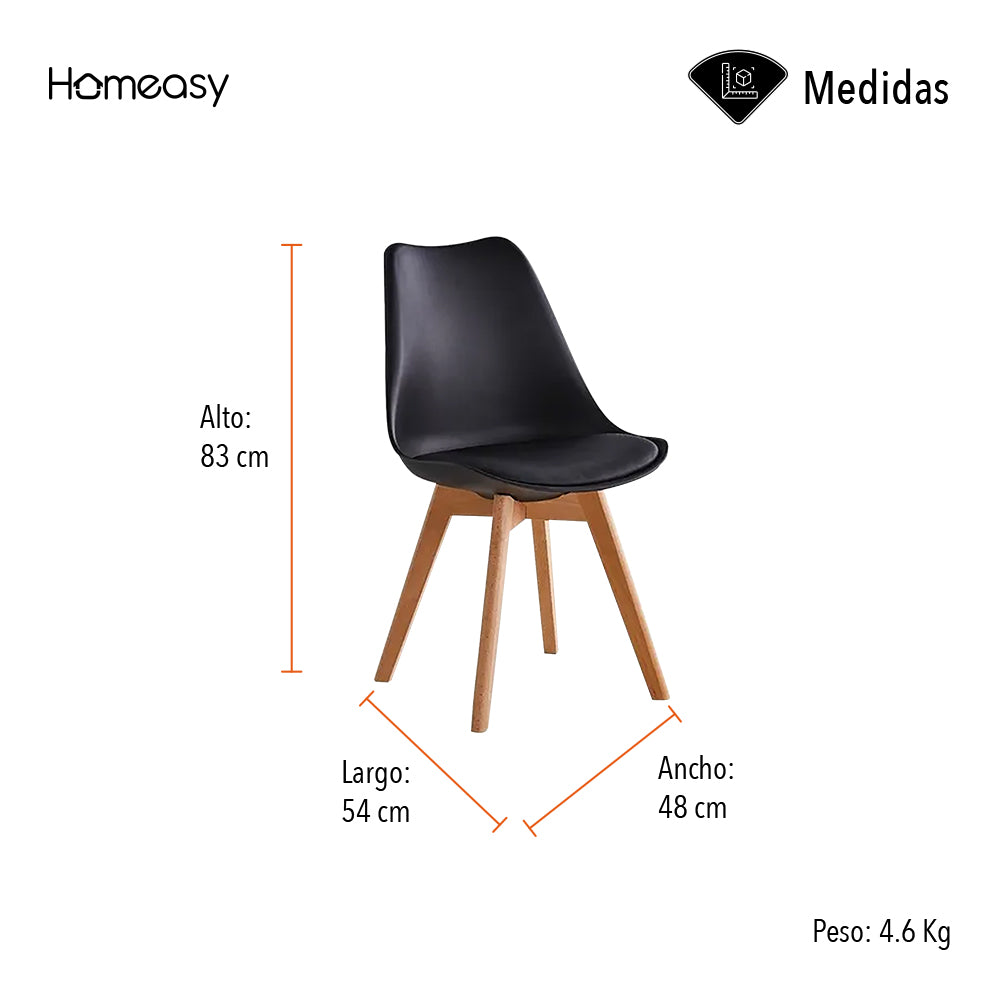 SET DE 2 SILLAS ACOJINADAS TIPO EAMES NEGRAS (SALDOS)
