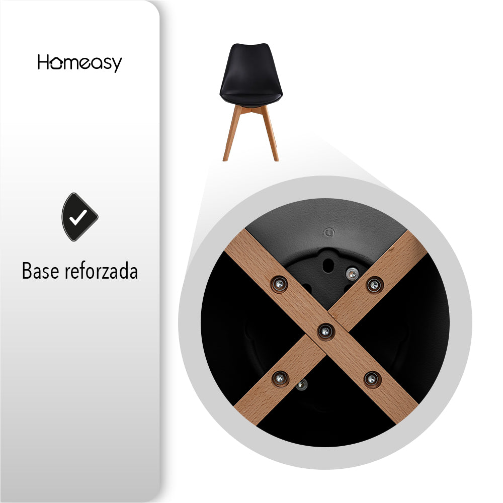 SET DE 2 SILLAS ACOJINADAS TIPO EAMES NEGRAS (SALDOS)