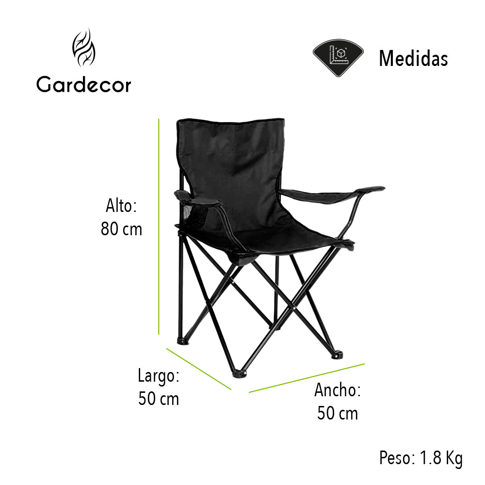 SILLA PLEGABLE DE CAMPISMO COLOR NEGRO