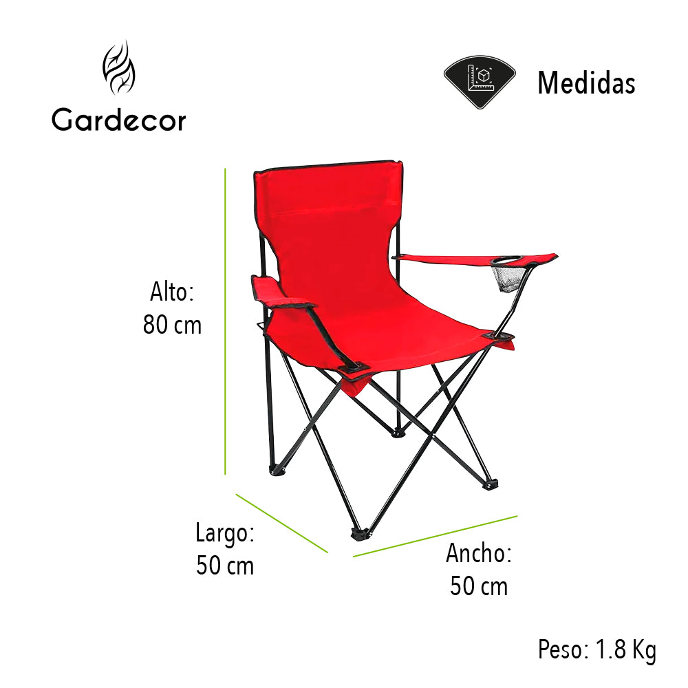 SILLA PLEGABLE DE CAMPISMO COLOR ROJO