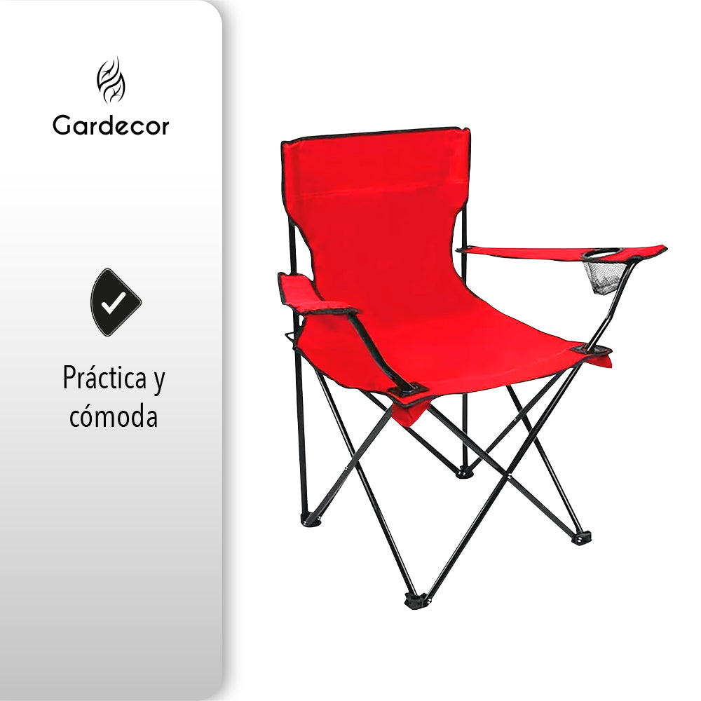 SILLA PLEGABLE DE CAMPISMO COLOR ROJO