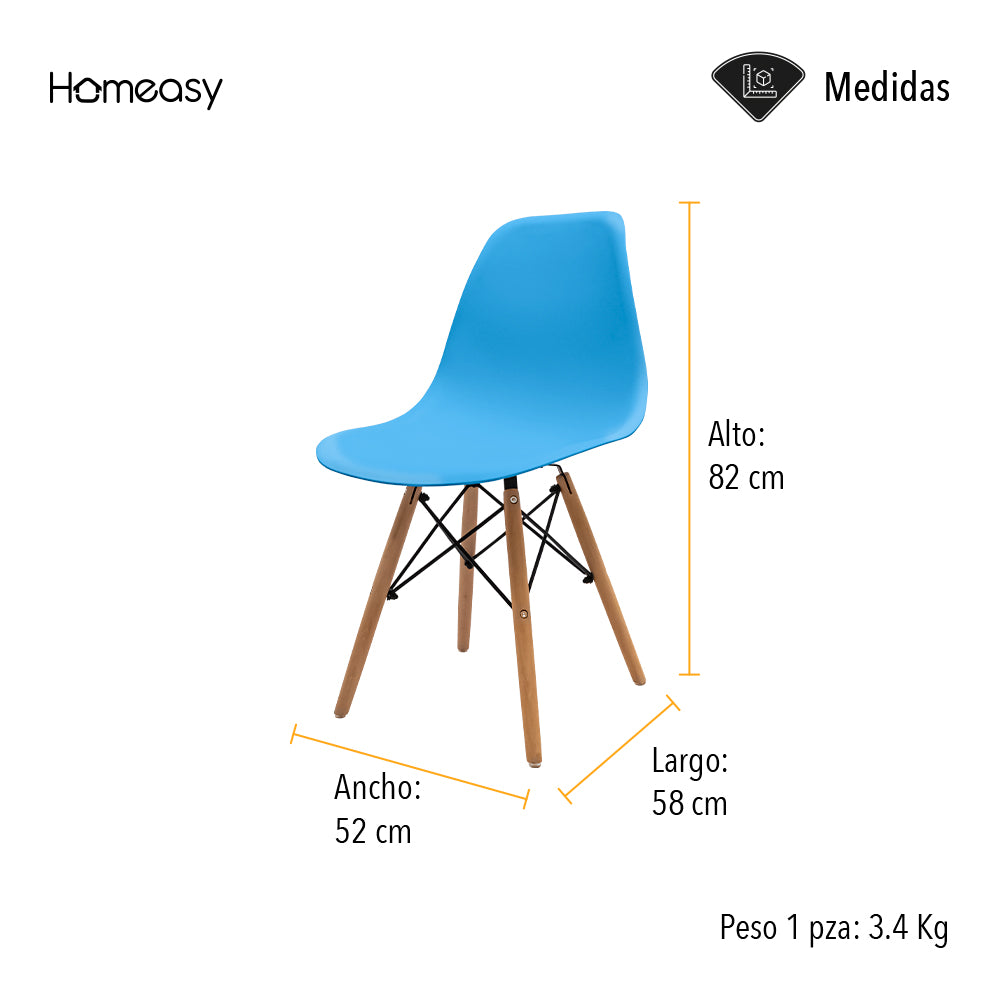 SET DE 4 SILLAS EAMES MINIMALISTAS COLOR AQUA
