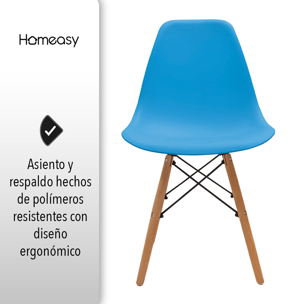 SET DE 4 SILLAS EAMES MINIMALISTAS COLOR AQUA