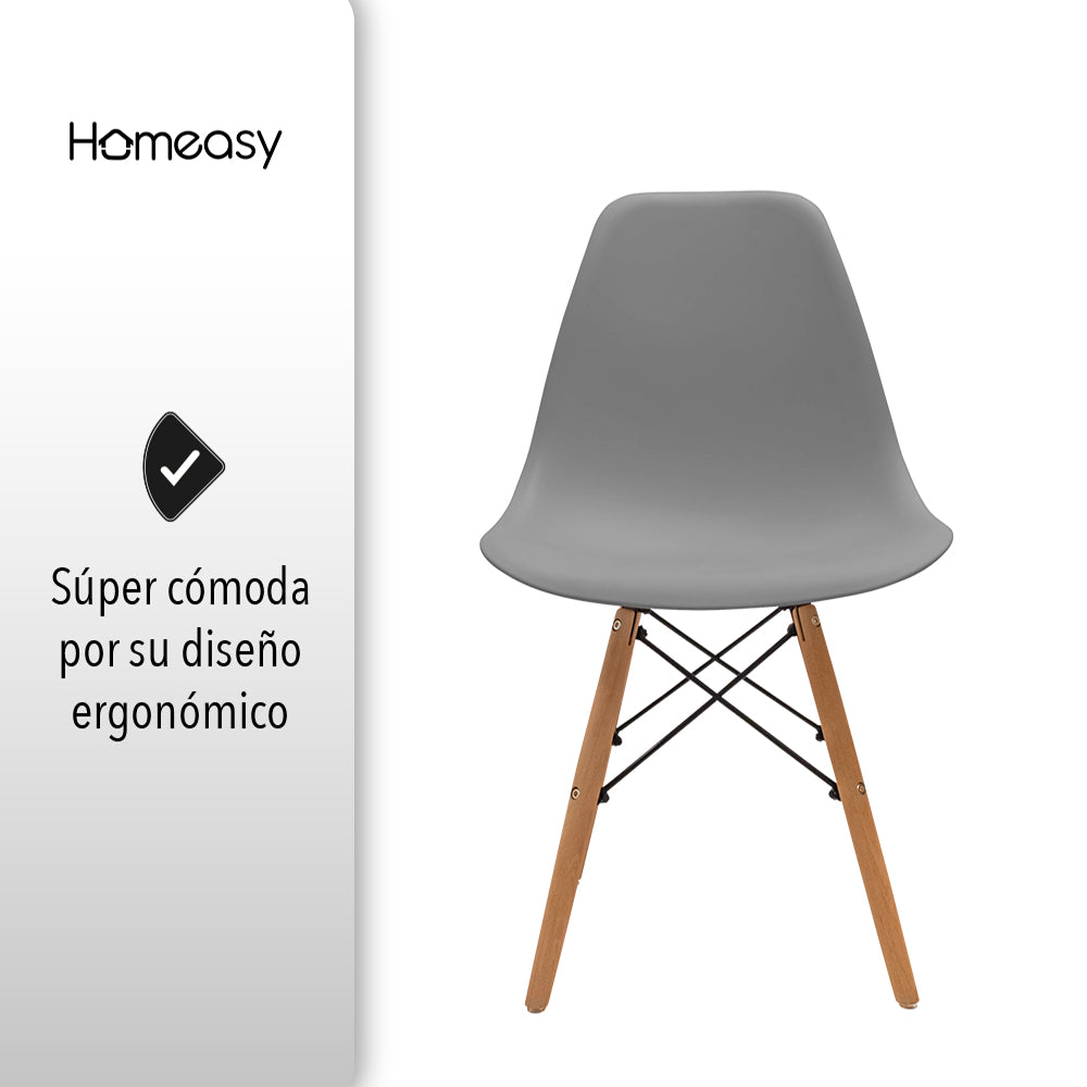 SET DE 4 SILLAS EAMES MINIMALISTAS COLOR GRIS CLARO