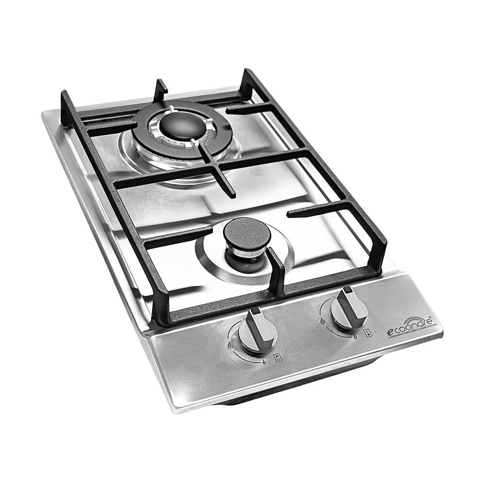 PARRILLA DE GAS DE 2 QUEMADORES DE ACERO INOXIDABLE