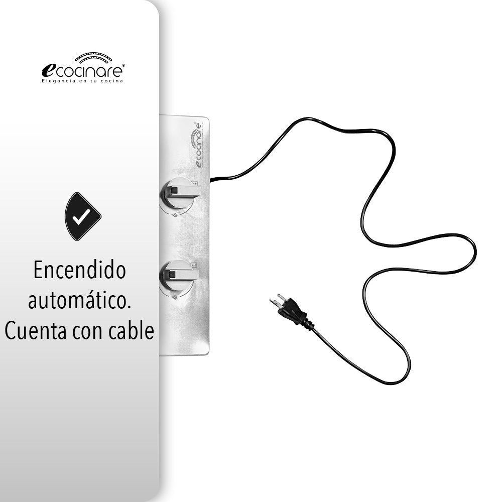 PARRILLA DE GAS DE 2 QUEMADORES DE ACERO INOXIDABLE