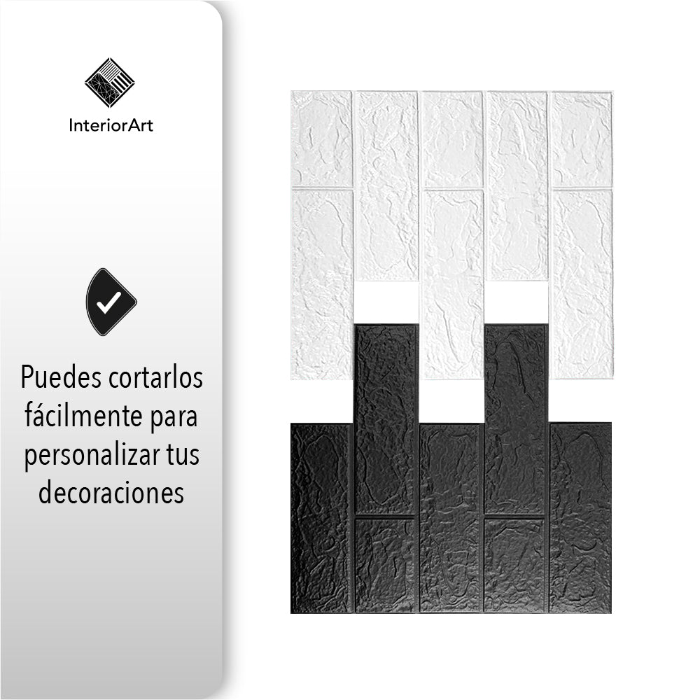 PAPEL TAPIZ PATRÓN LADRILLO 10 PZAS COLOR NEGRO