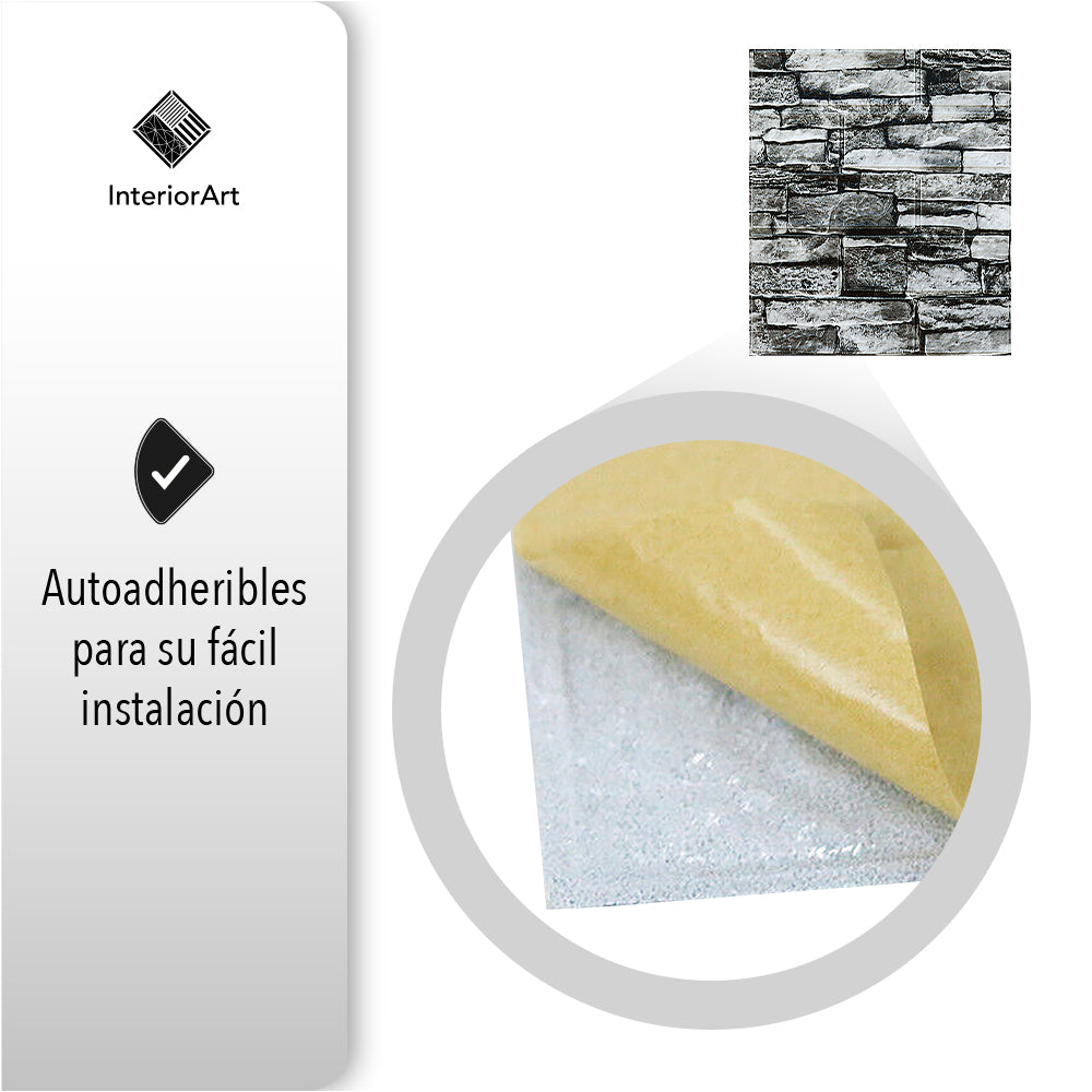 PAPEL TAPIZ PATRÓN PIEDRA 20 PZAS COLOR GRIS