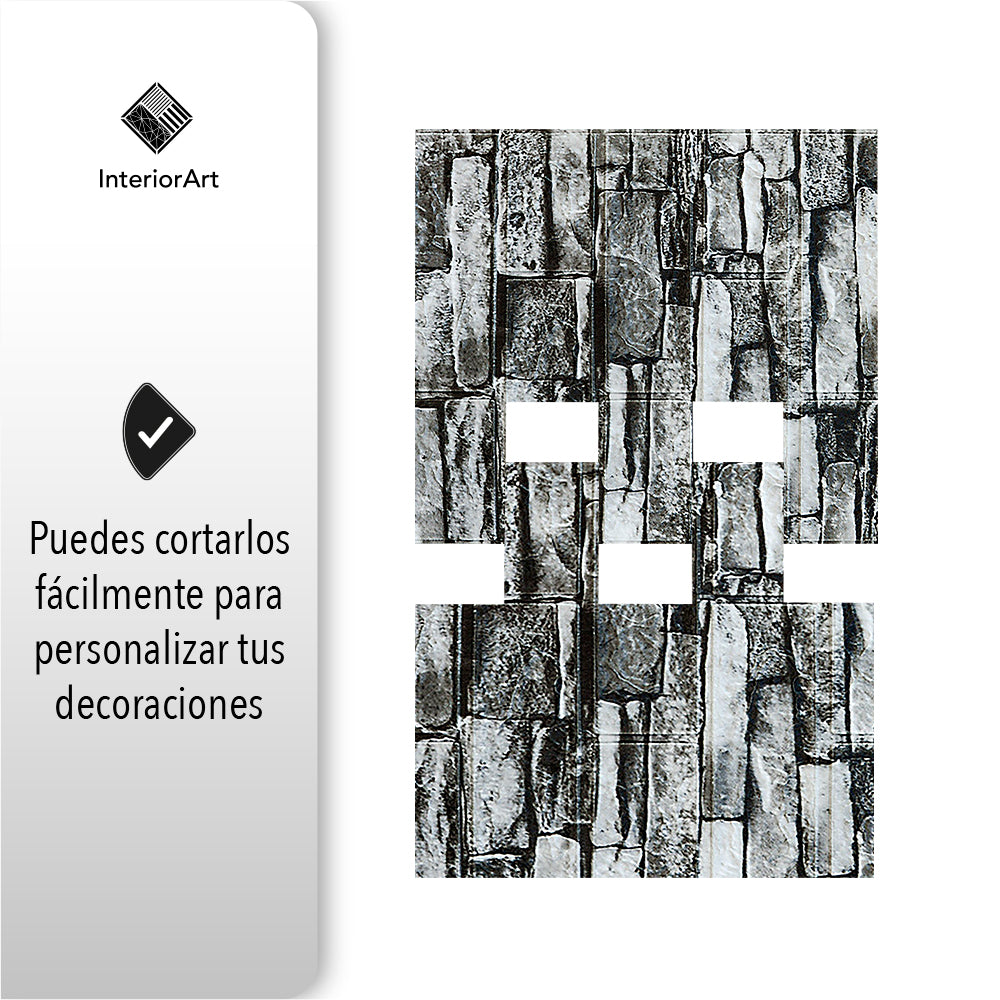 PAPEL TAPIZ PATRÓN PIEDRA 20 PZAS COLOR GRIS