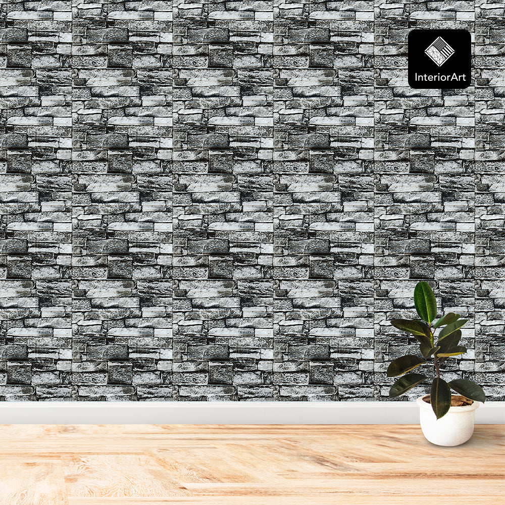 PAPEL TAPIZ PATRÓN PIEDRA 20 PZAS COLOR GRIS